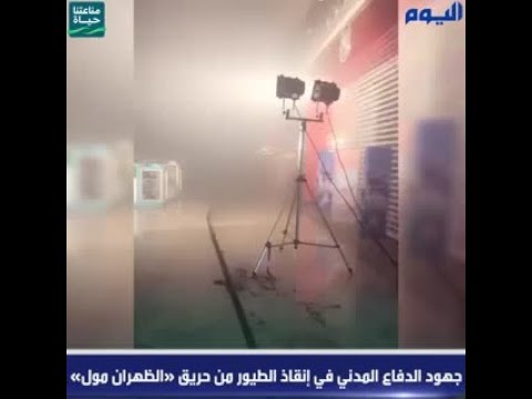 شاهد.. جهود الدفاع المدني في إنقاذ الطيور من حريق «الظهران مول»