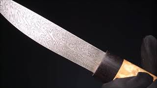 Нож Якутский, сталь дамаск, рукоять карельская береза