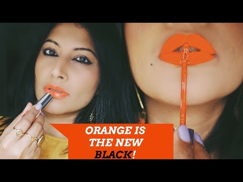 TOP ORANGE LIPSTICKS FOR INDIAN /OLIVE/ BROWN SKIN. SWATCHES & REVIEW | Orange is the new black Video