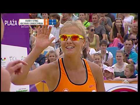 Plaża Open 2014 - Cieszyn - finał turnieju kobiet: Oleksy/Strąg - Kociołek/Gruszczyńska