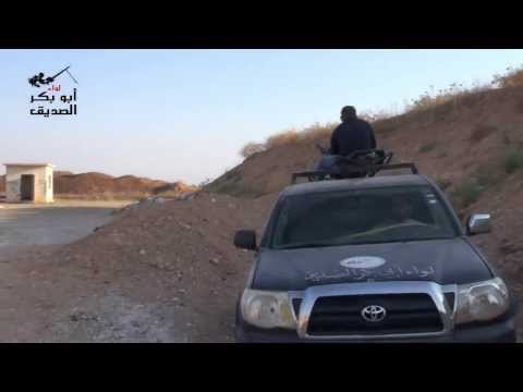 استهداف تحصينات المدفعية في مطار كويرس العسكري بواسطة رشاش 14 من قبل لواء أبو بكر الصديق