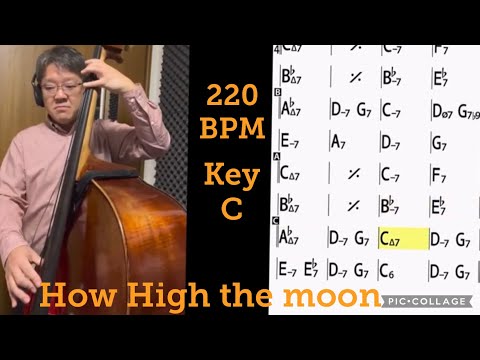 “How High the Moon” Real Bass Backing Track with iRealPro【Key C 220bpm  Fast Swing】