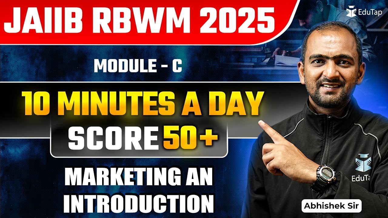 JAIIB Online Classes 2025 | JAIIB RBWM Module C Marketing An Introduction | JAIIB Important Topic