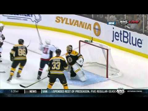 Connor Carrick goal 1-0 Washington Capitals vs Boston Bruins 9/23/13 NHL Hockey