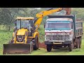 JCB 3dx Backhoe Fully Loading Mud in Tata 2518 Ex Truck For Making Canal