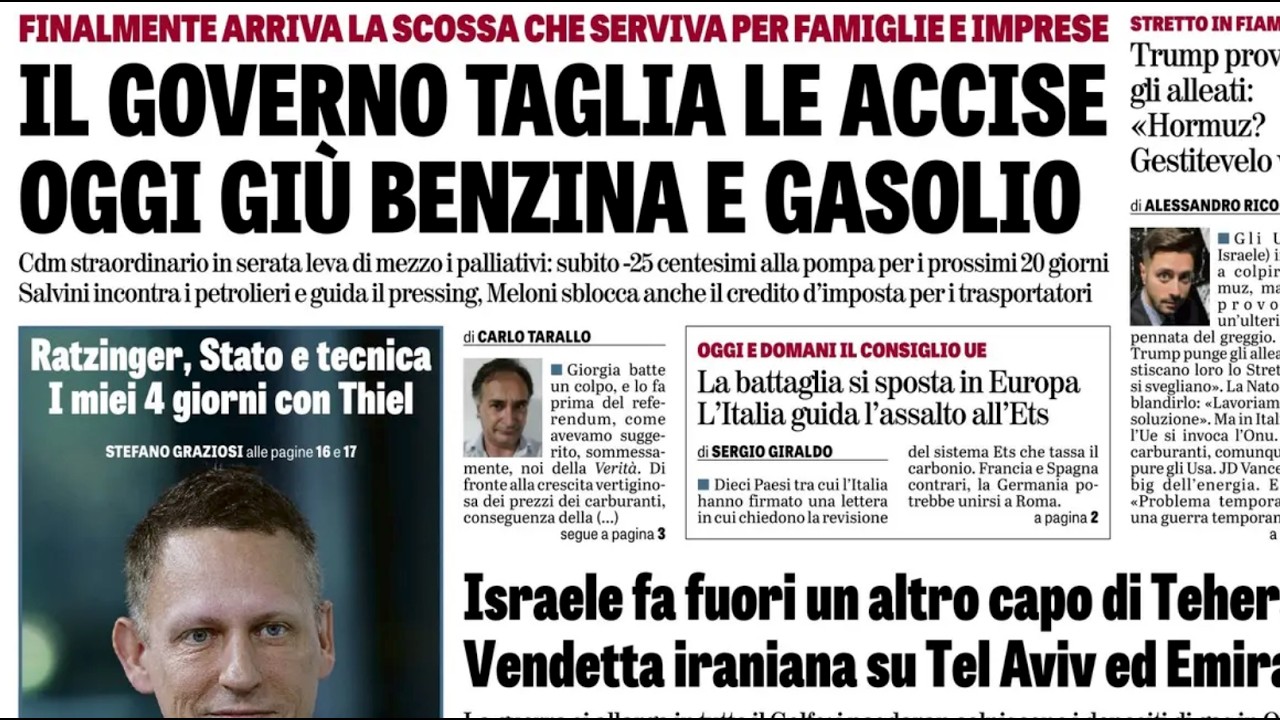 RASSEGNA STAMPA 19 MARZO 2026. QUOTIDIANI NAZIONALI ITALIANI  PRIME PAGINE DEI GIORNALI DI OGGI