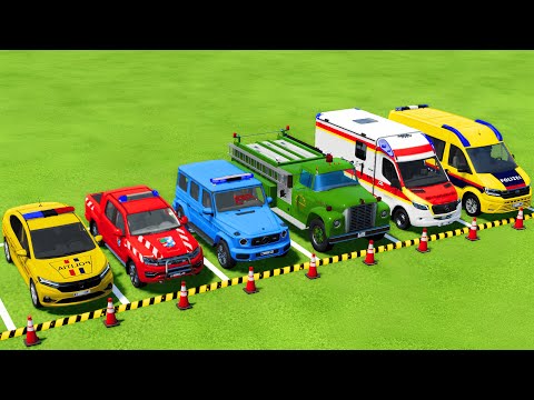TRANSPORTING POLICE CARS, FIRE DEPARTMENT, AMBULANCE VEHICLES WITH MAN TRUCKS ! Farming Simulator 25