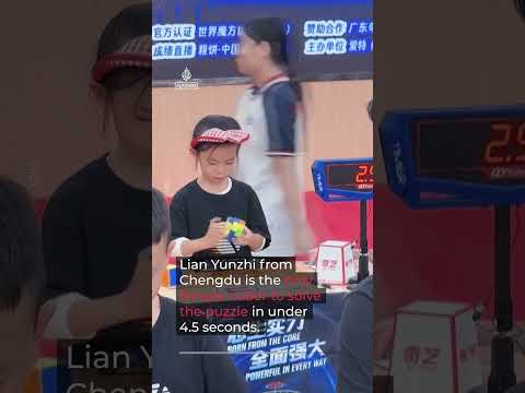 Six-year-old sets Rubik’s Cube world record twice in three days | AJ #shorts