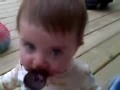 Cute Baby Eating Chocolate Pudding