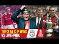 Top 3 FA Cup Wins V Liverpool Manchester United V Liverpool 1999 1996 1977 Emirates FA Cup
