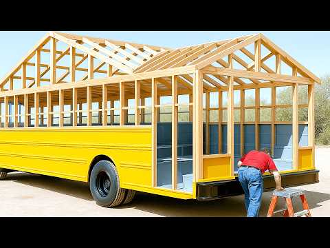Man Turns Old School Bus into Amazing Mobile Home | Full Build by @lifeanywhere