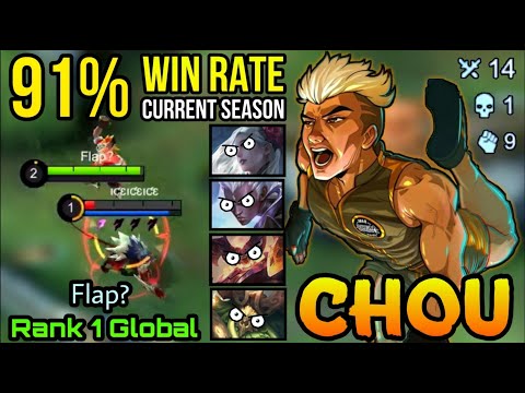 You Can't Escape!! 91% Win Rate S16 Chou Almost Got SAVAGE!! - Top 1 Global Chou Flap? - MLBB