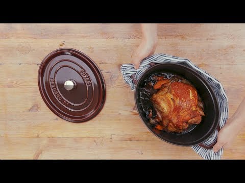 Staub Oval Cocotte, 29cm ketaus, grafito pilka video