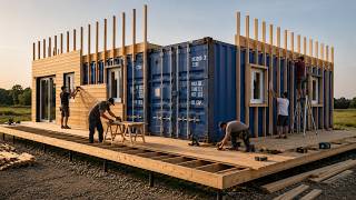 Men Built a Modern Luxury Home From 4 Shipping Containers — Full Build Process  by @JulienMalara