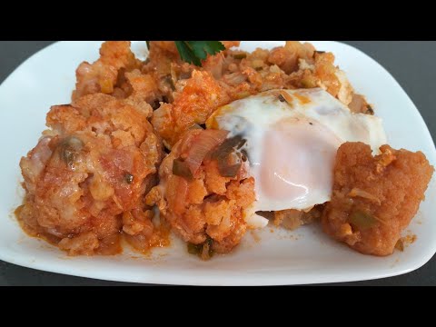 Coliflor con tomate, huevos y queso/ Deliciosa receta de coliflo#recetasdesemanasanta