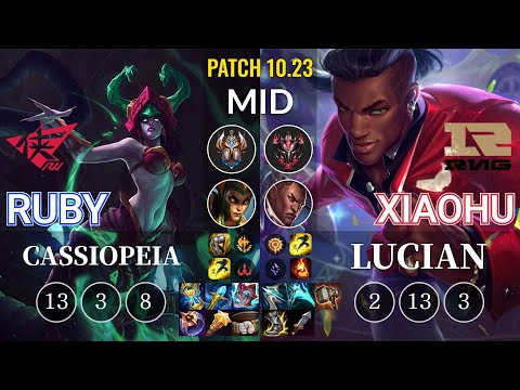 RW Ruby Cassiopeia vs RNG Xiaohu Lucian Mid - KR Patch 10.23