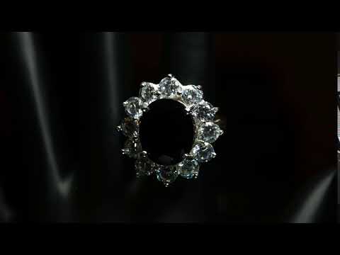 Серебряное кольцо с натуральной черной Шпинелью и Cz 16.5р видео