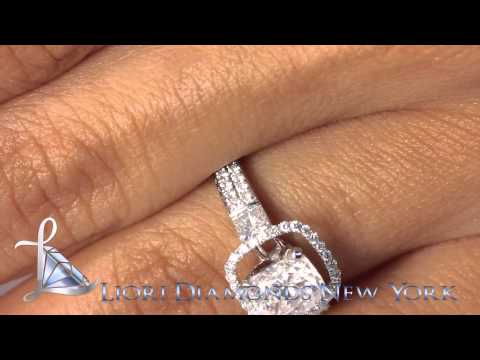ER-0226 - 2.42 Carat F-VS2 Cushion Cut Diamond Engagement Ring 18k White Gold Pave Halo