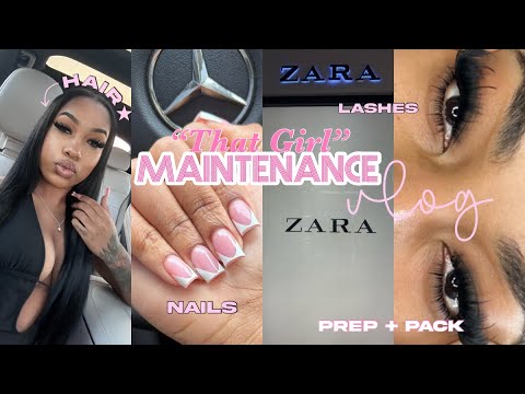 MAINTENANCE VLOG🫧 | HAIR + NAILS + LASHES + PREP + PACK FOR MY TRIP *im just a girl, THAT GIRL*