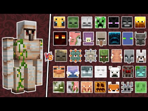 Iron Golem vs Every Mob in Minecraft 1.21 Bedrock Edition (Shaders + Animations)