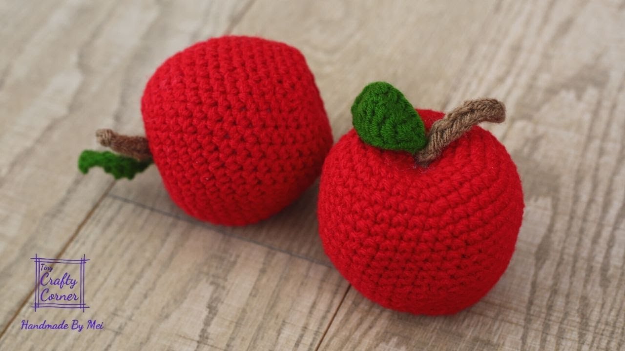 How to Crochet a Perfect Apple Step by Step - Play Food - Amgurumi