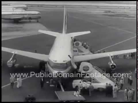 1958  Boeing Stratojet Pan AM airliner archival footage