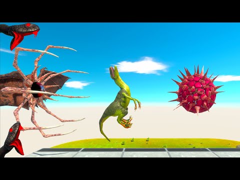 DINOSAURS vs BALL + DEADLY SPIKE & BLACK SNAKE - Animal Revolt Battle Simulator