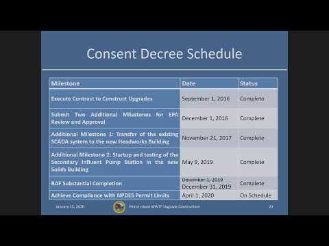 Peirce Island Waste Water Treatment Facility Upgrade 1.15.2020