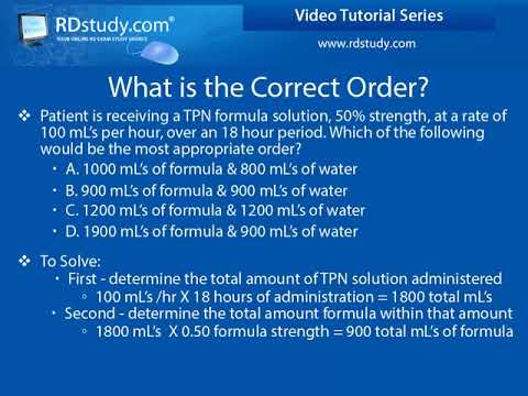 Total Parenteral Nutrition - Solves a simple TPN order given the solution strength, rate, and time.