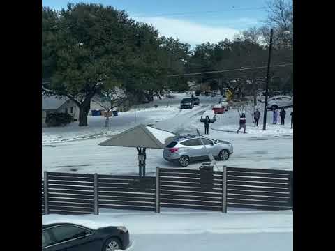 Drivers Struggle to Control Vehicles on Icy Austin Roads