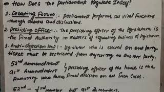 Legislature: How does parliament regulate itself