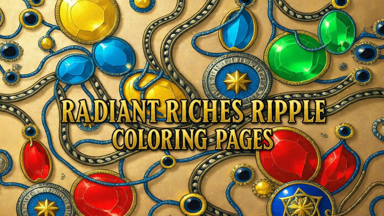 Radiant Riches Ripple ArtPages: Luxurious Abstract Coloring Pages | Instant PDF Download