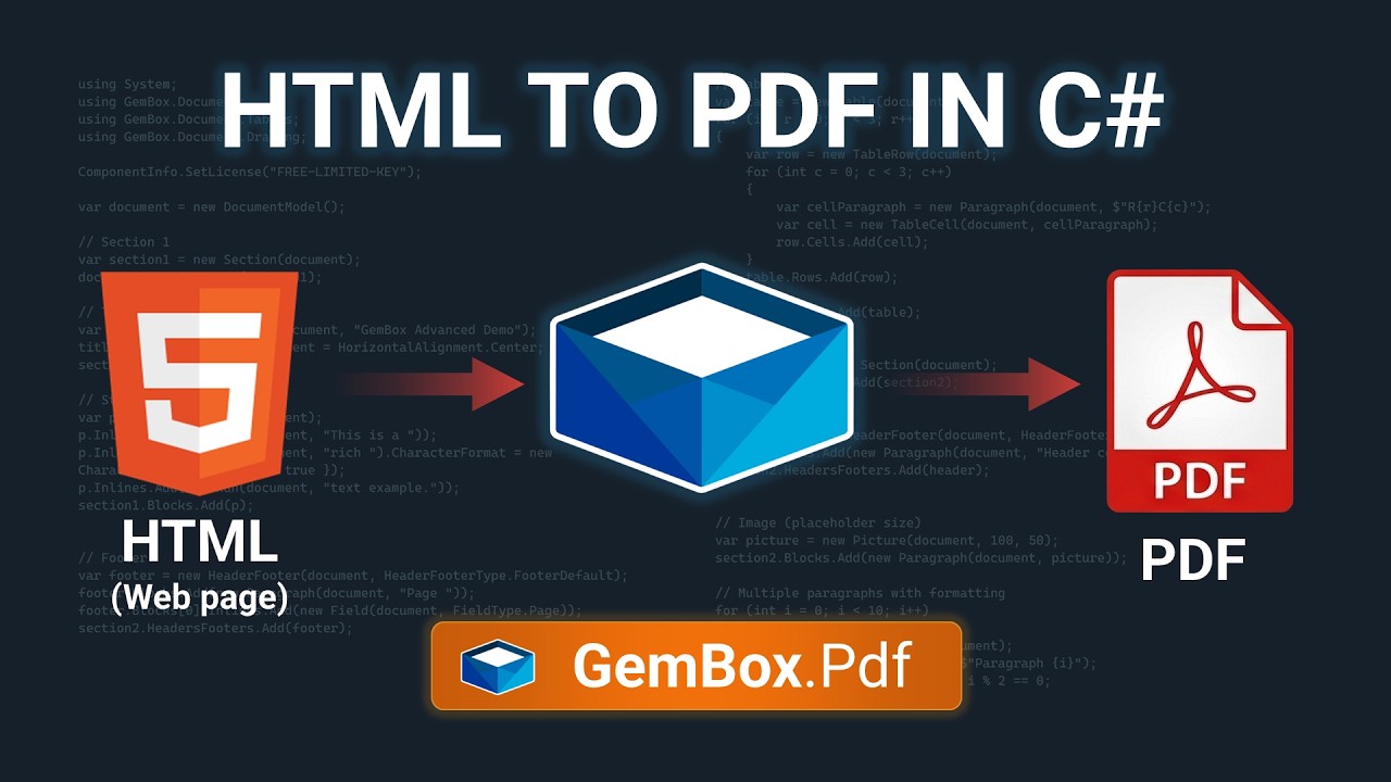 Watch: How to Convert HTML to PDF in C# and .NET