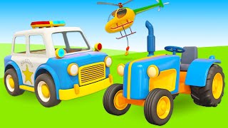 Car cartoons in English - Leo the truck and street vehicles.