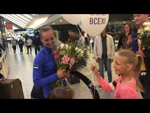 Viktoria Bogdanova pidulik kohtumine lennujaamas peale Universiaad 2019