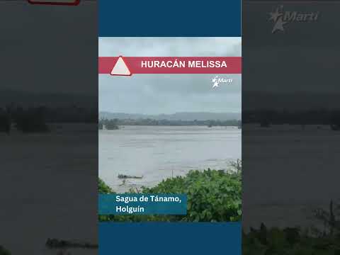 El río de Sagua de Tánamo desbordado
