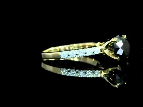 2.55 CT T.W. BLACK ROUND DIAMOND & ACCENTS NOVO RING 14K YELLOW GOLD