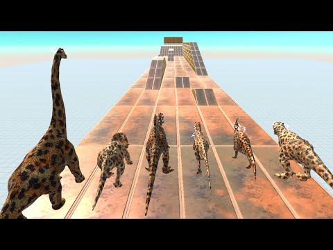 Leopard Dinosaur Speed race get a green pig - Animal Revolt Battle Simulator