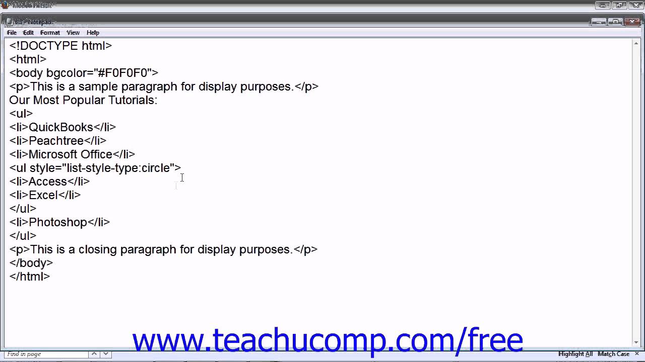 HTML5 and CSS3 Tutorial Nested Lists Training Lesson 6.3