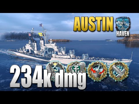 Cruiser Austin on map Haven, 234k damage - World of Warships