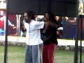 Damian Marley putting hair in backpack to play Soccer (GENIUS!)