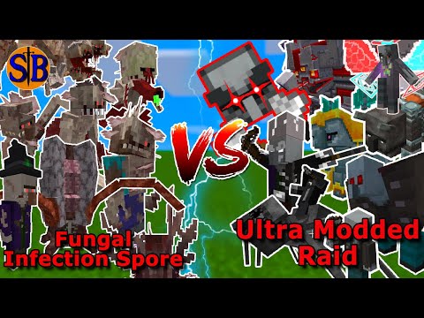 Can the Fungal Infection Defend against a Kaizo Modded Raid | Minecraft Mob Battle