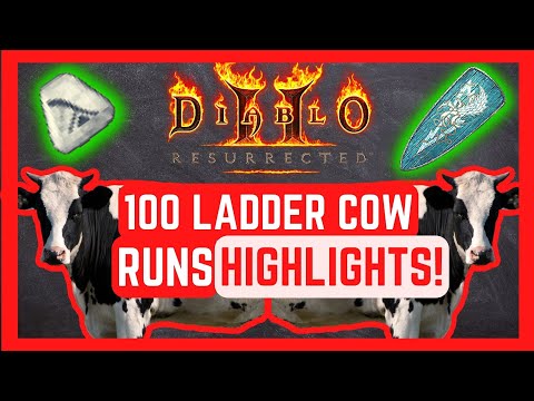Diablo 2 Resurrected - 100 Ladder Cow Runs Drop Highlights