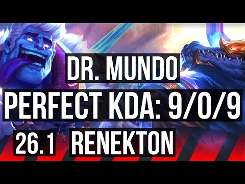 DR. MUNDO vs RENEKTON (TOP) | Perfect KDA: 9/0/9, 45K damage | EUNE Master | 26.1