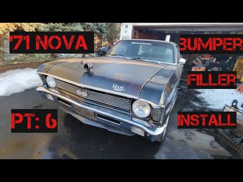 Chevy Nova bumper fuller and grille installation.