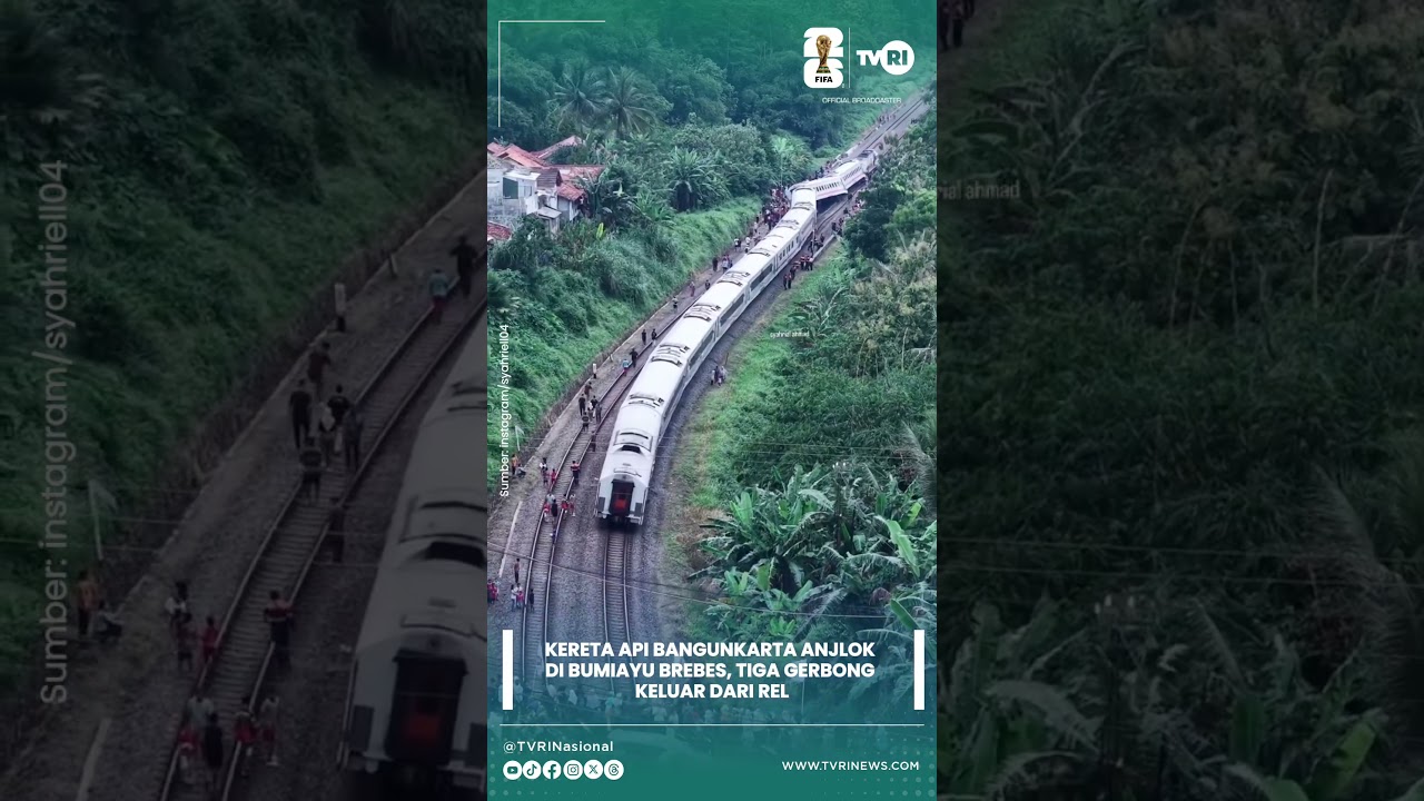Kereta Api Bangunkarta Anjlok di Bumiayu Brebes, Tiga Gerbong Keluar dari Rel
