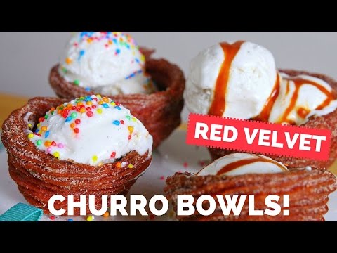 Red Velvet Churro Ice Cream Bowls - La Cooquette