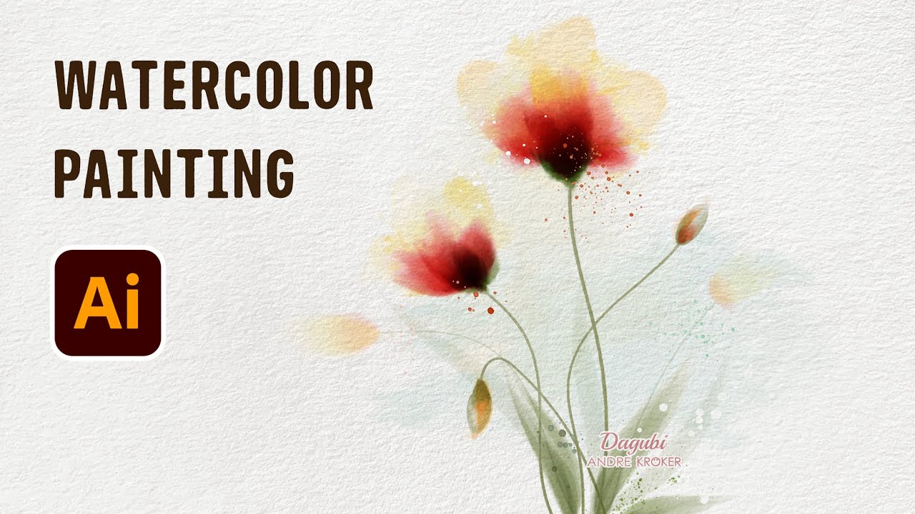 How I draw Watercolor Flowers - Speed Art Vector Painting in Adobe Illustrator