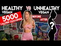I ate 5000 CALORIES of Vegan Junk Food | Healthy vs Unhealthy Vegan Challenge