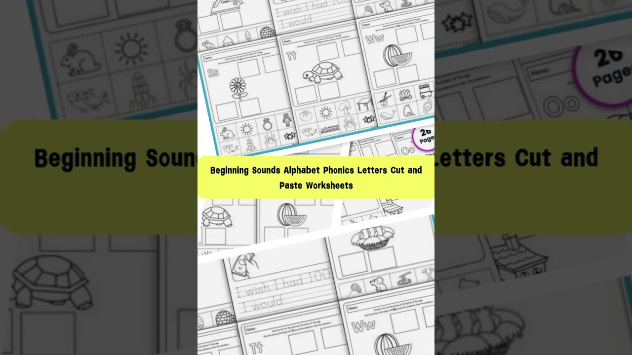 Beginning Sounds Alphabet Phonics Letters Cut and Paste Worksheets